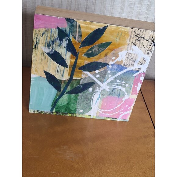 Woodland 2 Original Mixed Media Collage 8" x 8"‎ By Cindy Smith - Picture 3 of 4